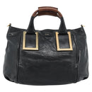 Chloe Etel Hand Bag Leather Black Gold Auth 183634-13