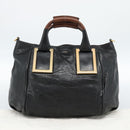 Chloe Etel Hand Bag Leather Black Gold Auth 183634-12