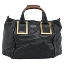 Chloe Etel Hand Bag Leather Black Gold Auth 183634-2