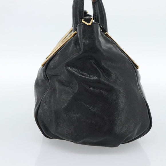 Chloe Etel Hand Bag Leather Black Gold Auth 183634