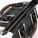 Chloe Etel Hand Bag Leather Black Gold Auth 183634-6