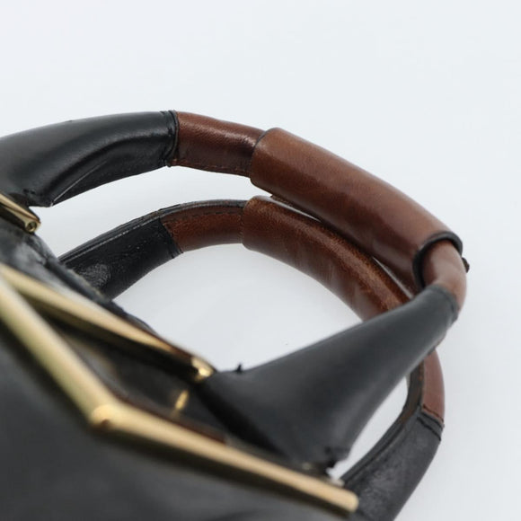 Chloe Etel Hand Bag Leather Black Gold Auth 183634