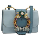 Miu Miu Schoudertas Leer Lichtblauw Goud Auth 183635M-1