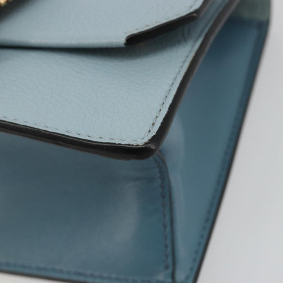 Miu Miu Schoudertas Leer Lichtblauw Goud Auth 183635M