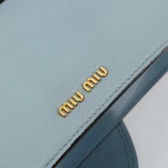 Miu Miu Schoudertas Leer Lichtblauw Goud Auth 183635M