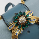 Miu Miu Schoudertas Leer Lichtblauw Goud Auth 183635M-20