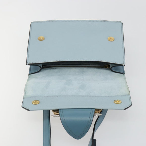 Miu Miu Schoudertas Leer Lichtblauw Goud Auth 183635M