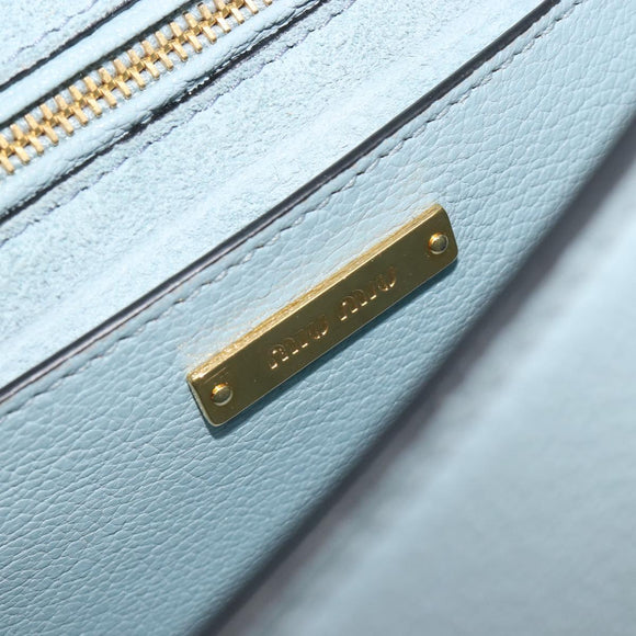 Miu Miu Schoudertas Leer Lichtblauw Goud Auth 183635M