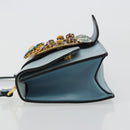 Miu Miu Schoudertas Leer Lichtblauw Goud Auth 183635M-4