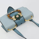 Miu Miu Schoudertas Leer Lichtblauw Goud Auth 183635M-6