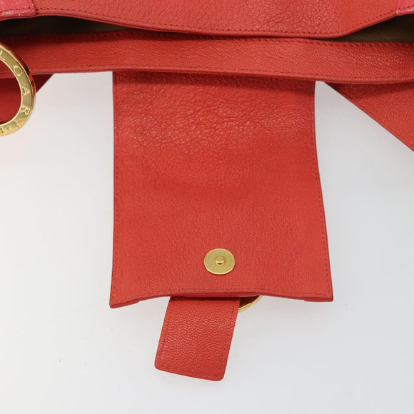 BVLGARI Hand Bag Leather Pink Gold Auth 183638A