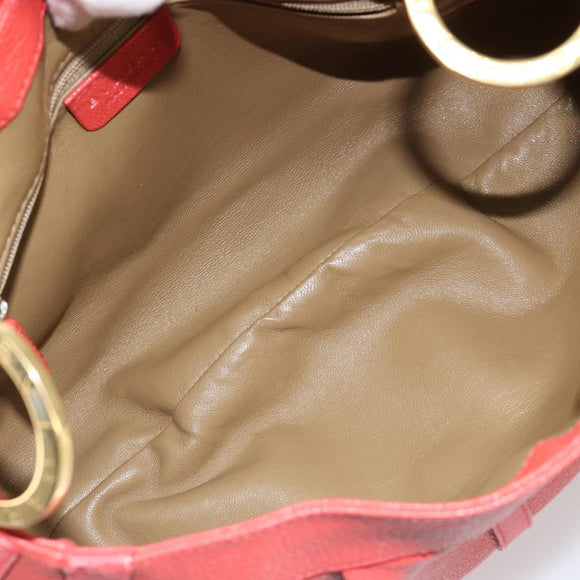 BVLGARI Hand Bag Leather Pink Gold Auth 183638A