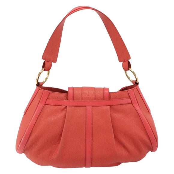 BVLGARI Hand Bag Leather Pink Gold Auth 183638A