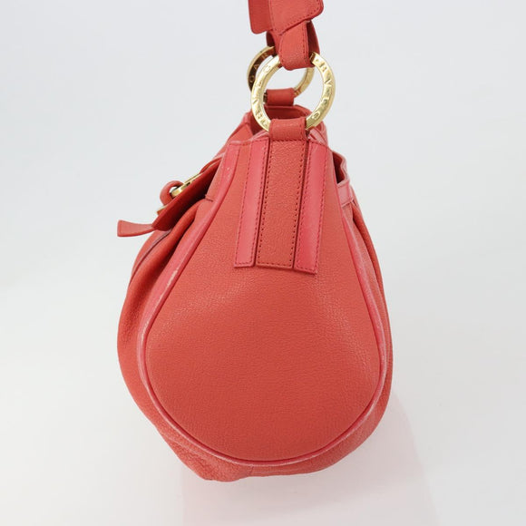BVLGARI Hand Bag Leather Pink Gold Auth 183638A