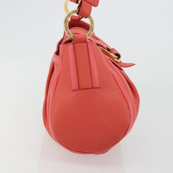 BVLGARI Hand Bag Leather Pink Gold Auth 183638A