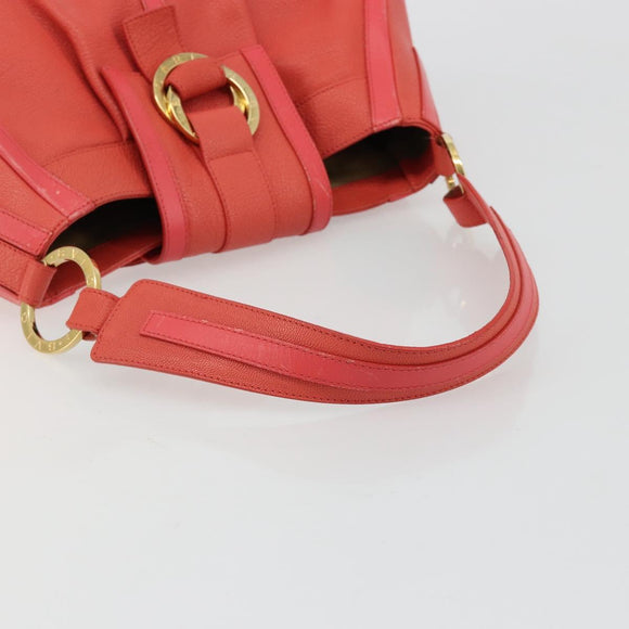 BVLGARI Hand Bag Leather Pink Gold Auth 183638A