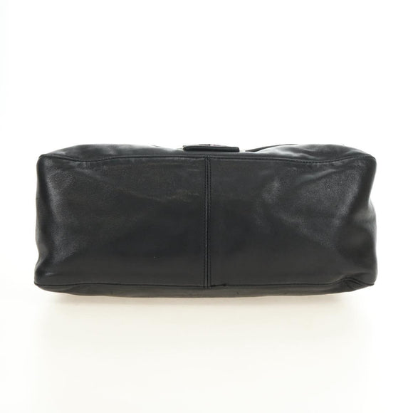 FENDI Mamma Baguette Shoulder Bag Leather Black Silver Auth 183639V