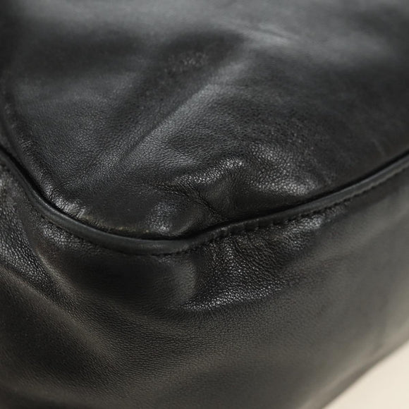 FENDI Mamma Baguette Shoulder Bag Leather Black Silver Auth 183639V