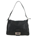 FENDI Mamma Baguette Shoulder Bag Leather Black Silver Auth 183639V-2