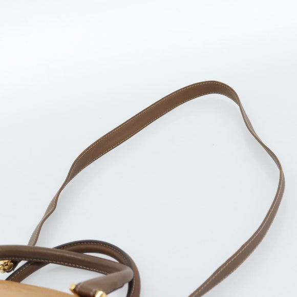 LOEWE Hand Bag Leather 2way Brown Gold Auth 183640