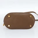 LOEWE Hand Bag Leather 2way Brown Gold Auth 183640-5