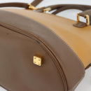 LOEWE Hand Bag Leather 2way Brown Gold Auth 183640-18