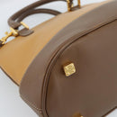 LOEWE Hand Bag Leather 2way Brown Gold Auth 183640-9