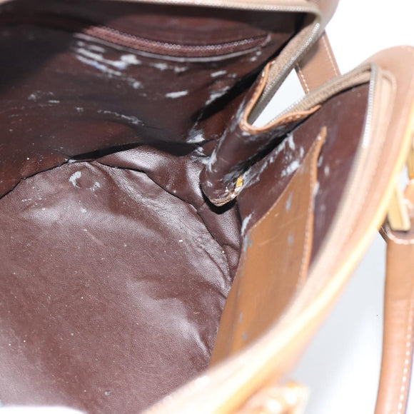 LOEWE Hand Bag Leather 2way Brown Gold Auth 183640