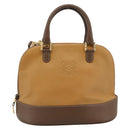 LOEWE Hand Bag Leather 2way Brown Gold Auth 183640-13