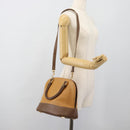 LOEWE Hand Bag Leather 2way Brown Gold Auth 183640-24
