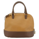 LOEWE Hand Bag Leather 2way Brown Gold Auth 183640-2