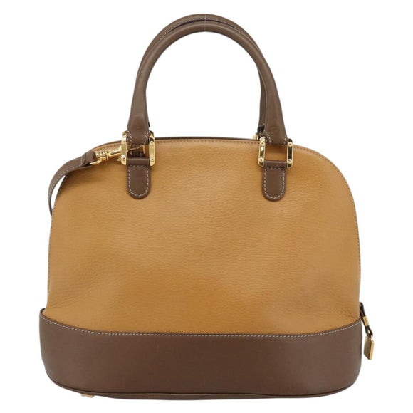 LOEWE Hand Bag Leather 2way Brown Gold Auth 183640