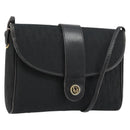 Christian Dior Trotter Canvas Shoulder Bag Black Gold Auth 183642-1