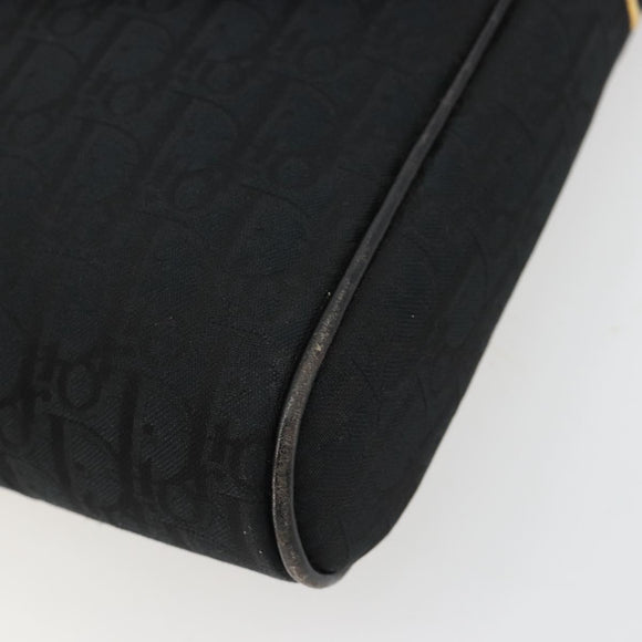 Christian Dior Trotter Canvas Shoulder Bag Black Gold Auth 183642