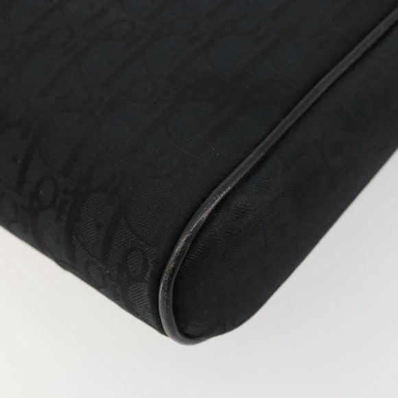 Christian Dior Trotter Canvas Shoulder Bag Black Gold Auth 183642