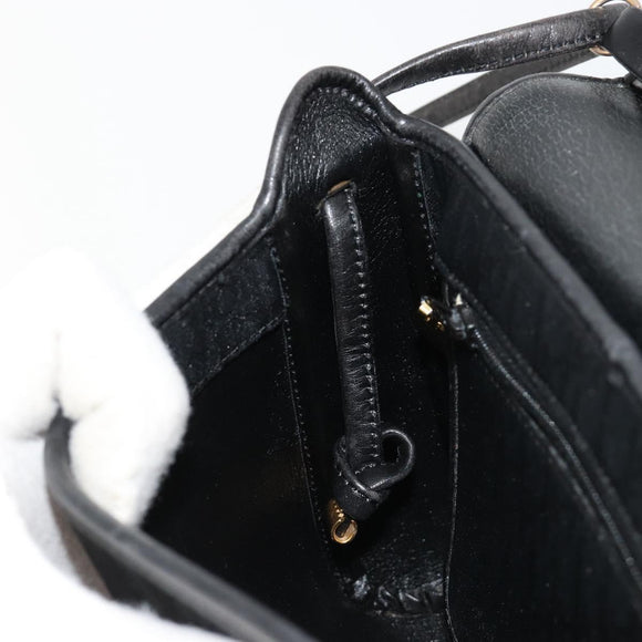 Christian Dior Trotter Canvas Shoulder Bag Black Gold Auth 183642