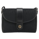 Christian Dior Trotter Canvas Shoulder Bag Black Gold Auth 183642-13