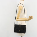 Christian Dior Trotter Canvas Shoulder Bag Black Gold Auth 183642-22
