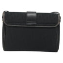 Christian Dior Trotter Canvas Shoulder Bag Black Gold Auth 183642-2