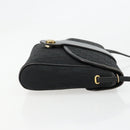 Christian Dior Trotter Canvas Shoulder Bag Black Gold Auth 183642-3