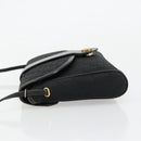 Christian Dior Trotter Canvas Shoulder Bag Black Gold Auth 183642-4