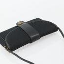 Christian Dior Trotter Canvas Shoulder Bag Black Gold Auth 183642-6