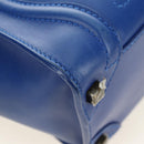 CELINE Micro shopper Hand Bag Leather Blue Gold Auth 183645V-15