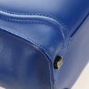 CELINE Micro shopper Hand Bag Leather Blue Gold Auth 183645V-17