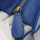 CELINE Micro shopper Hand Bag Leather Blue Gold Auth 183645V-8