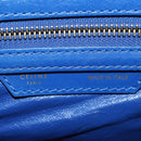 CELINE Micro shopper Hand Bag Leather Blue Gold Auth 183645V-22