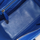 CELINE Micro shopper Hand Bag Leather Blue Gold Auth 183645V-9