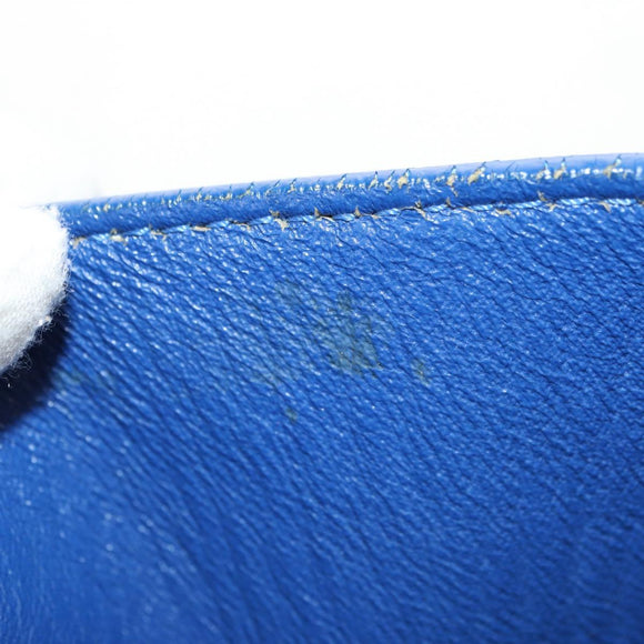CELINE Micro shopper Hand Bag Leather Blue Gold Auth 183645V