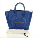 CELINE Micro shopper Hand Bag Leather Blue Gold Auth 183645V-12