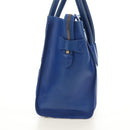 CELINE Micro shopper Hand Bag Leather Blue Gold Auth 183645V-3